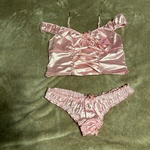 Sugar Thrillz Blush Satin lingerie set